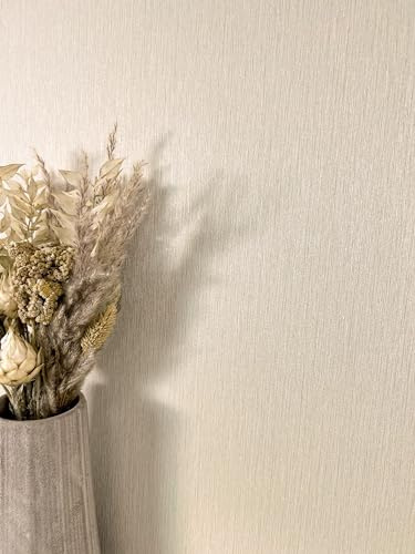 Newroom Tapete Beige Vlies Unifarbe - Modern Einfarbig Glanztapete für Wohnzimmer Schlafzimmer Küche