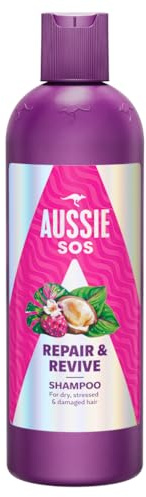 Aussie SOS Repair & Revive Champú 300ml. Tu Pelo Seco, Estresado Y Dañado Será Más Suave, Liso E Hidratado. Previene Futuros Daños. Vegano