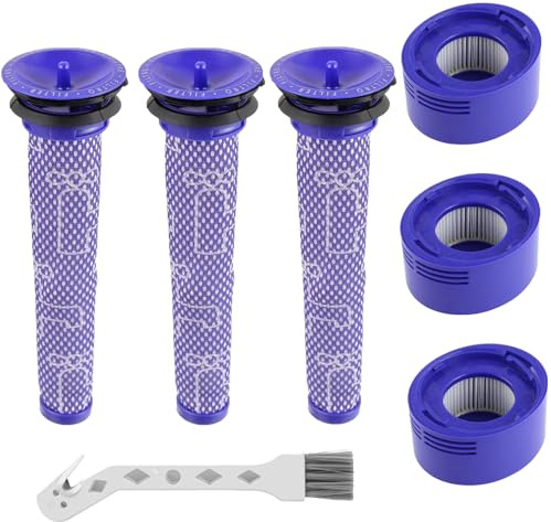 HUAREW 6-pack dammsugarfilter ersättningskit för Dy-son V7, V8 Animal och V8 Absolute sladdlös dammsugare, 3 postfilter, 3 förfilter, ersätter del # 965661-01 & 967478-01