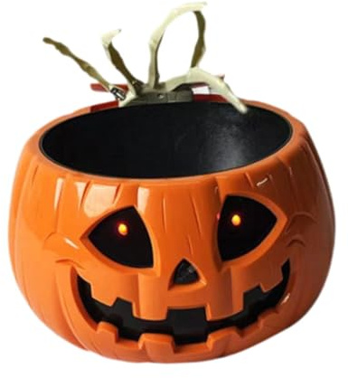 Baoblaze Halloween-Kürbis-Bonbonschale, animierte Halloween-Totenkopfschale, gruselige Requisiten, realistisch mit beweglicher Skeletthand für die