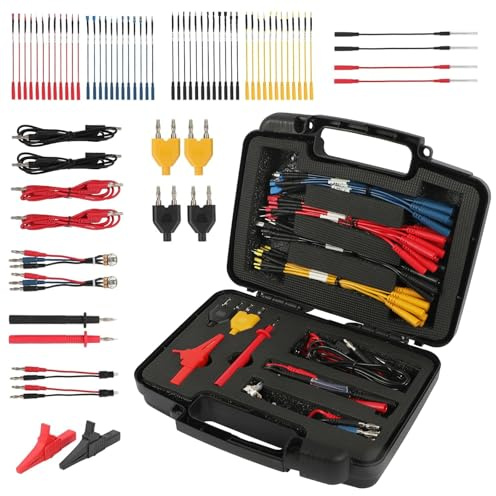 68PCS Multimeter Test Leads Kit, Automotive Circuit Test Lead Kit with Replaceable Wire Piercing Probes, 32A/1000V Alligator ClipsTerminals,Acicular Probe,Banana Plug Adapters,Volt Meter Leads