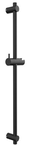 Yocisun Barre de douche en acier inoxydable 70 cm Noire Pivotante à 360° et réglable Avec support de pommeau de douche Fixations murales variables