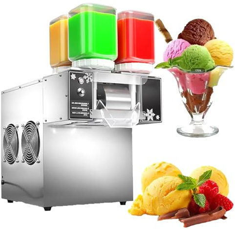 RayGenius Macchina per Ghiaccio a Fiocchi di Neve Commerciale - Macchina per Ghiaccio tritato con Crema, Macchina per Ghiaccio con Piatto Girevole Elettrico e Regolazione a 10 velocità,1200W