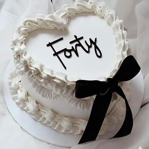 Forty Cake Topper – 40th Birthday Cake Charm, Black Gloss Acrylic, 3mm Thick, Premium Laser Cut Decoration for Fortieth Celebration Fourty Lambeth Style