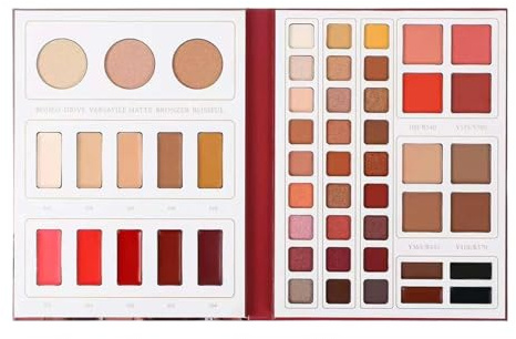 Fard à Paupières Kit de Contouring et Highlighter 52 Couleurs | Palette Blush Résistante à la Transpiration Effets Mat et Brillant pour Femme Spectacle Soirée