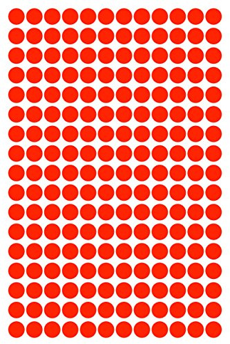 612 Klebepunkte, 10 mm, Neon rot, aus PVC Folie, Markierungspunkte, Punkt, Vinyl, leuchtend, rund, selbstklebend