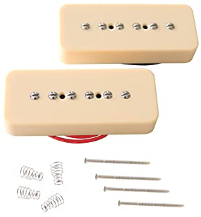 Metallor P90 Soapbar Pickup Bridge and Neck Single Coil Pickups Set for Electric Guitar Parts Replacement Cream.