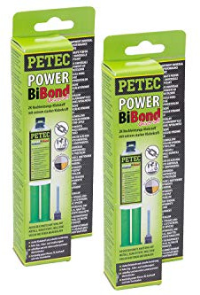 PETEC 48 ml Power BiBond 2-Komponenten Hochleistungsklebstoff für Innen Außen, Epoxidharz, Grün, Kartusche, hochviskos