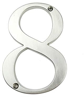HASWARE House Number Sign 4 inch (10 cm) Modern Door Numbers Signage Plaque Street Home Address Numerals Zinc Alloy (8, Silver)