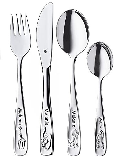 ID WMF Kinderbesteck Tiere mit Gravur nach Wunsch 4-teilig Edelstahl mit Box NEU