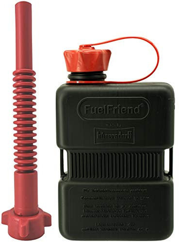 FuelFriend®-PLUS 1,0 Liter - Sonderserie BLACK - Klein-Benzinkanister Mini-Reservekanister + Flexibles Premium-Auslaufrohr