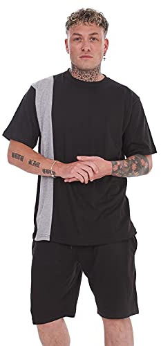 Malay Jersey Pyjama Set Short Round Neck Cotton Blend Loungewear T-Shirt Men Nightwear Black