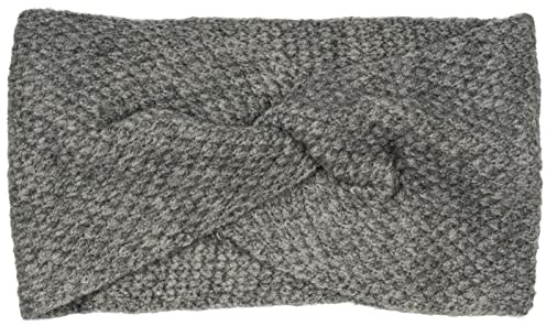 styleBREAKER Damen Strick Stirnband Waffelpatent Knoten, Grau | 20 cm Bundweite (elastisch dehnbar für 44-59 cm Kopfumfang), 12 cm breit, schützender und warmer Ohrenwärmer.