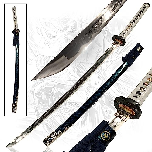 Ghost of Tsushima – Jin Sakai Schwert – The Storm of Sakai Katana, Samurai Schwerter scharf echt, handgeschmiedeter Carbon Stahl 102cm, Katana Schwert für Jin Sakai Kostüm & Gamer Geschenk