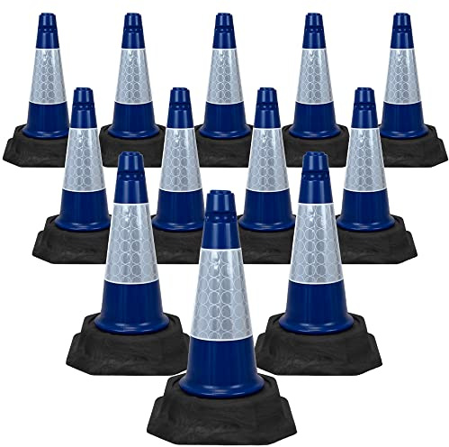 Street Solutions UK - 12 x 460mm Tall Traffic Cone Reflective Sleeve For Indoor And Outdoor Usage, Self Weighted Cones Are Manufactured In The UK Blue