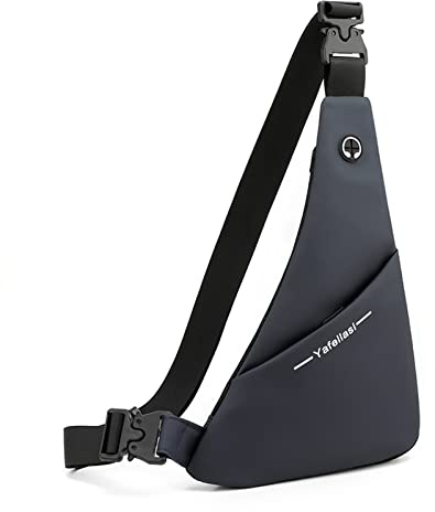 FANDARE Ultraleicht Brusttasche Schultertasche Herren Sling Chest Bag Wasserdicht Beidseitig Umhängetasche mit Kopfhörerloch für Outdoor Sport Wandern Radfahren Reisen Schultertasche Dunkelblau