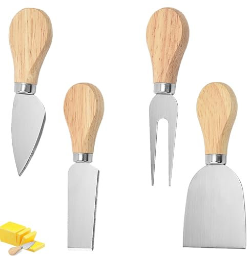 Buttermesser 4 Stück Edelstahl Frühstücksmesser, Holzgriff Brötchenmesser, Tafelmesser, Tomatenmesser, Buttermesser Klein für Käse Kalte Butter Marmelade Gebäck Kitchen Tägliches Frühstück Spreader