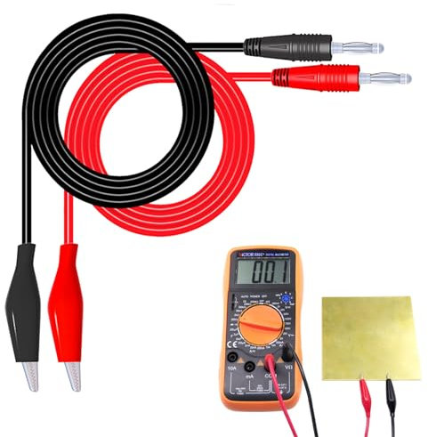 Câbles De Test Avec Pince Crocodile, 1M Câbles De Mesure Pour Les Tests, 2 Pièces Jeu de Cordon Testeur Multimètre, Cordon Multimetre Banane Double Bout, Pour Multimètre électrique, Rouge + Noir