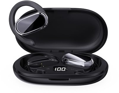 Open Ear Kopfhörer Bluetooth kabellos Sport Luftleitung Sportkopfhörer schnurlos Ohrhörer mit Ohrbügel Air Bone Conduction Headphones Knochenschall Headset Wireless Earbuds für Joggen Laufen Radfahren