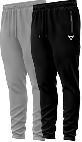 TORO ACTIVA Pack of 2 Tracksuit Bottoms Men Lightweigt Jogging Trousers with Zipper Pockets Work Joggers Fit Sport Casual for Running Gym