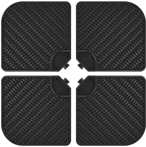 Yaheetech Base per Ombrellone Set 4 Pezzi Pesante Riempibile con Sabbia o Acqua 60L in HDPE con 4 Connettori Motivi di Rattan per Esterno Giardino Terrazza Nero