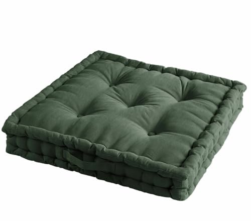 Acomoda Textil – Cojín de Suelo Acolchado con Asa de Transporte. Cojines para Palets, Banco, Silla y Suelo, Asiento Cómodo Decorativo para Interior y Exterior. (Caqui, 45x45cm, 4 Unidades)