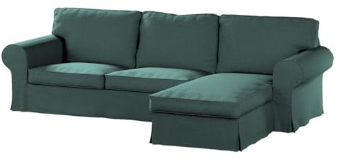 dekoria Ersatz für Bezug für Ektorp 2-Sitzer Sofa mit Recamiere Sofahusse passend für Modell Ektorp türkis