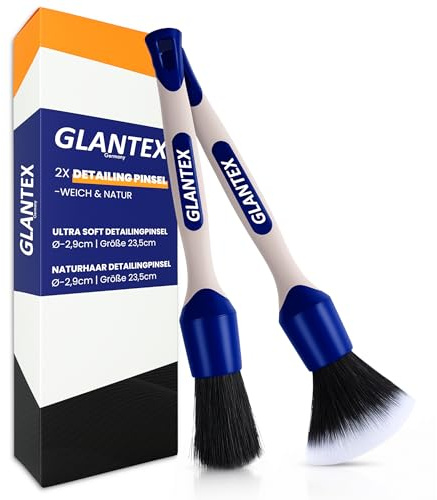 GLANTEX Detailing Pinsel Set – Weiche Reinigungspinsel für eine schonende Autopflege – Für Innen- & Außenpflege – Pinsel mit Soft- & Naturhaar, Reinigung von Armaturen, Cockpit, Lack, Felgen u.v.m.