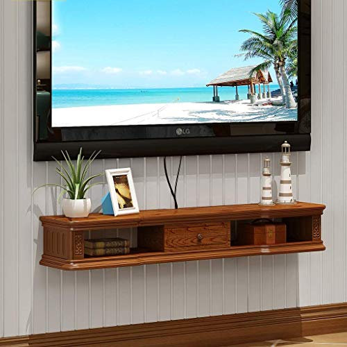 Generisch Schweberegal, braun, Schweberegal, Schrank, Wandhintergrund, Lagerregal, offenes Regal mit Schublade für DVD, Satellitenbox, Kabelbox (140 cm)