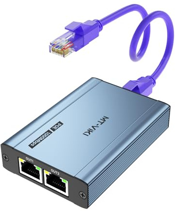 MT-VIKI POE LAN Splitter 2 Port 1000Mbps Gigabit Dual RJ45 Splitter für Cat5e/6/7/8 Kabel für POE IP Kamera, Kein Netzstecker