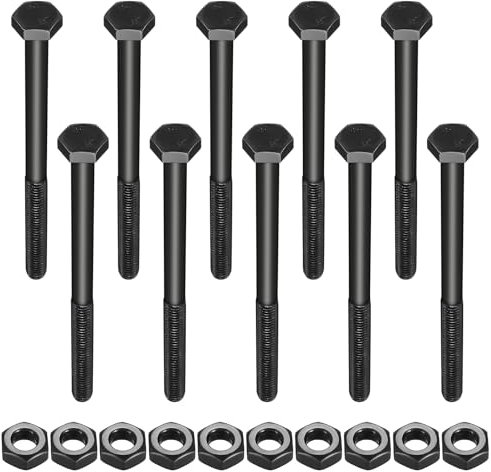 M10 Sechskantschrauben mit Muttern, M10 x 140 mm Sechskantschrauben mit Schaft, Schwarze Maschinenschrauben Teilgewindeschrauben Sechskantschrauben für Metallbauarbeiten Auto