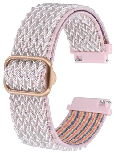 BISONSTRAP Dehnbares Nylon Uhrenarmband, Verstellbare Schnalle Schlaufenbänder, Schnellverschluss, Elastisches Geflochtenes Nylonarmband 22mm, Rosa