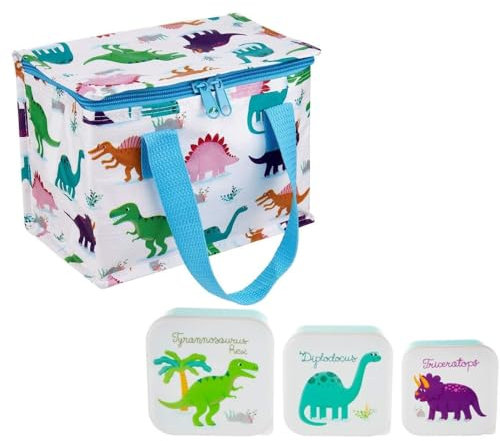 B4E Back to School Lunch Boxes and Lunch Bags Ultimate Bundle | Desert Dino, Transport, Fairy and Other Lunch Boxes | Lunch Boxes and Bags for Kids (Roarsome Dinosaurs)