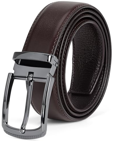 KTMOUW Gürtel Herren Leder Ledergürtel Herren Verstellbar für Herren Business Anzug Lässig 32mm Breit Braun