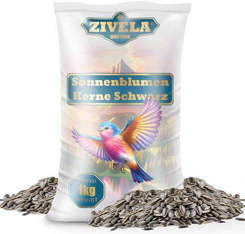 Graines de tournesol noires 1 kg | Graines de tournesol noires pour oiseaux – Qualité supérieure, riches en nutriments et savoureuses pour vos amis à plumes | 1 kg de graines de tournesol noires pour