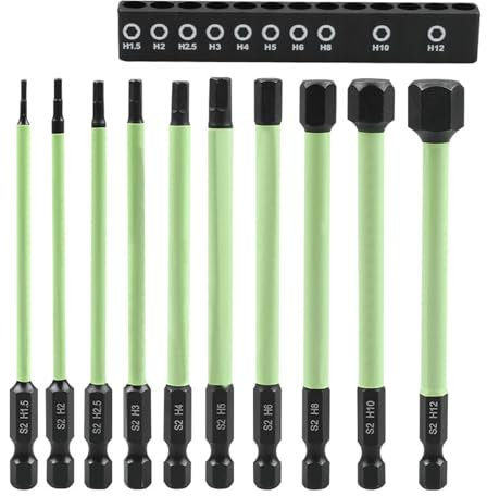 Lot de 10 forets magnétiques pour perceuse à percussion hexagonale 1/4 1/4 Embout de tournevis hexagonal 1 5 mm - 12 mm