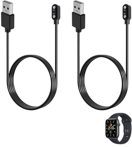 2 Pièces Chargeurs Montres Connectées, 2 Broches de 2,8 mm Chargeur Universel pour Montres, Câble de Chargement USB Magnétique, Adaptateur de Charge Rapide Sécurisé pour Smartwatch, Longueur 60 cm