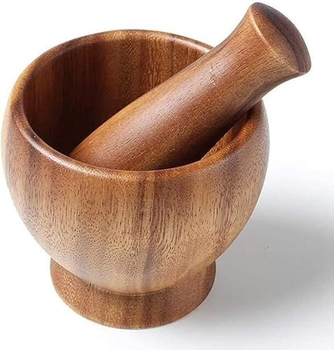 Ensemble de mortier et pilon Ensemble de mortier et pilon Ensemble de mortier et pilon Broyeur à épices en pierre Ensemble de mortier et pilon en bois fait à la main - pour la cuisine Rustique Han