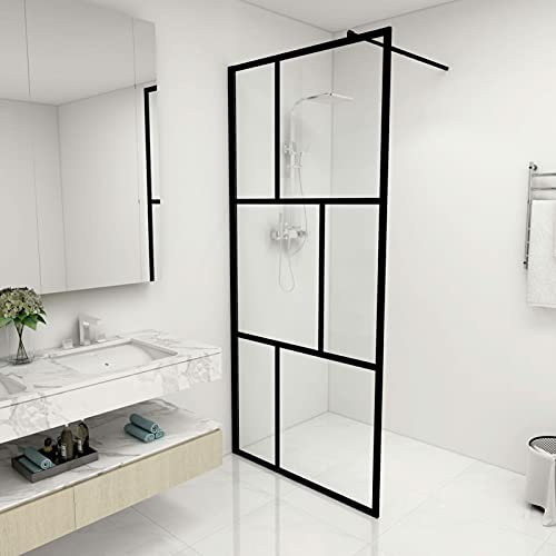 Xichuzi Duschwand für Begehbare Duschen mit Hartglas Schwarz 90x195 cm, Duschrückwand, Duschabtrennung, Glaswand Dusche, Duschglaswand, Duschtrennwand