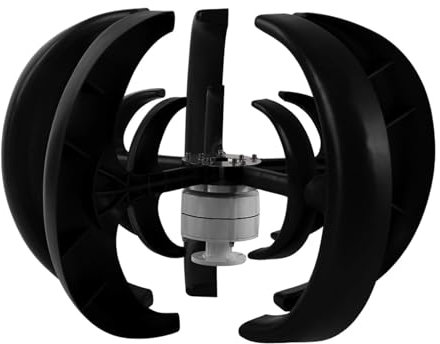 HYZHANHONG 48v, Generatore di turbina eolica Verticale a 5 Pale da 600 W, generatore di 12 V/24 V, generatore di Magnete Permanente CA trifase per energia Solare eolica Ibrida, Nero