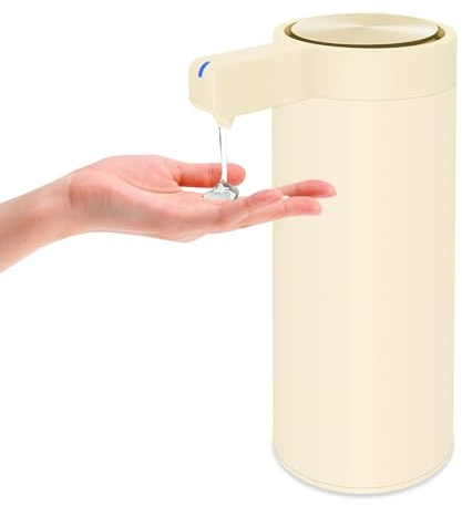 Mamiddle Automatisk tvåldispenser i rostfritt stål med 9-oz infraröd sensor. IPX5 uppladdningsbar vattentät elektrisk dispenser för kök och badrum (elfenben)