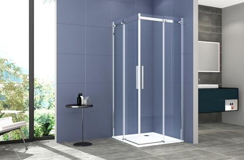 Box doccia angolare 70x120 cm con ante scorrevoli in cristallo temperato 8 mm H 200 cm CLARA Cromato