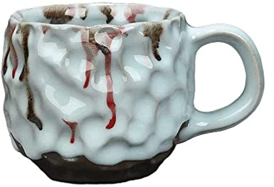 GOOPEEG Mokkatassen, Vintage Steingut-Kaffeetasse, 260 Ml Kreative Keramik-Kaffeetasse, Multifunktionale Teetassen-Getränketasse Espresso Cup(A)