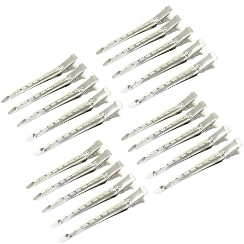 wilcractk Pinzas Pelo Mujer Para Peluquería Clips De Pelo Ondulados De 9 cm Plateado Juego De 20 Para Dar Volumen Fijar Ondas Y Separar Cabello En Estilo O Tinte