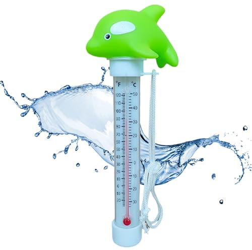 Termometro a piscina galleggiante, tester a temperatura galleggiante per piscina galleggiante animale, letture facili accurate, resistenti alla corda per piscine esterne e interni