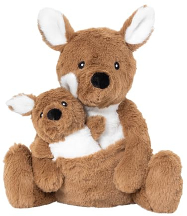 PLIC - Doudou Bouillotte Kangourou, Peluche Chauffante Micro-Ondes, Poche Ventrale avec Sac de Billes Amovible - Chaud & Froid pour Coliques & Bobos