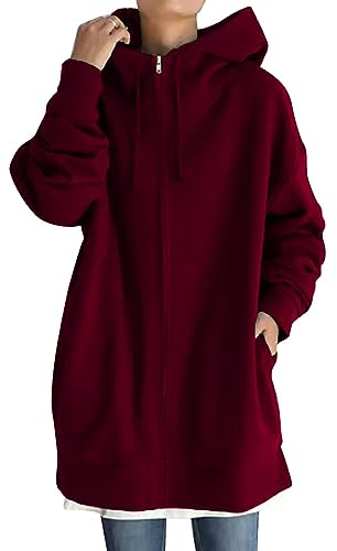 Sudadera con capucha para mujer, de algodón, suéter de punto, sudadera de gran tamaño, sudadera con capucha, para invierno, cálida, de manga larga, con capucha, chaqueta de transición, sudadera larga