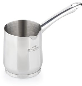 ROSMARINO Brocca per moka a induzione, in acciaio inox, 785 ml, modello 2025, moderna caffettiera turca Cezve con fondo in acciaio a 3 strati (785 ml)