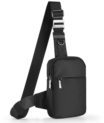 Tibroni axelväska bröstficka axelväska slingväska män kvinnor med RFID-blockering, axel bröst crossbody ryggsäck väska, vattentät handväska liten utomhussporter vandring