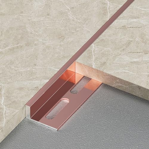 Bande De Bordure De Carrelage En Forme De L En Alliage D'aluminium, Bandes De Sol Bande De Transition À Angle Droit, Ligne Décorative Pour Tapis Seuil(D,0.8cm/0.31in)